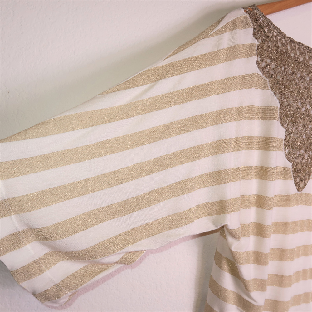 Language Top, white and gold stripes, size Medium - Picture 4 of 8